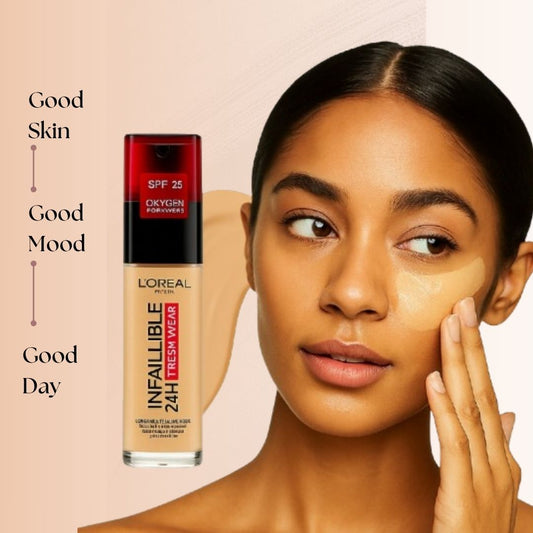 L’Oréal Paris Infallible 32H Fresh Wear Foundation | Full-Coverage, Long-Lasting & Lightweight | Waterproof & Transfer-Proof with Vitamin C – 30ml